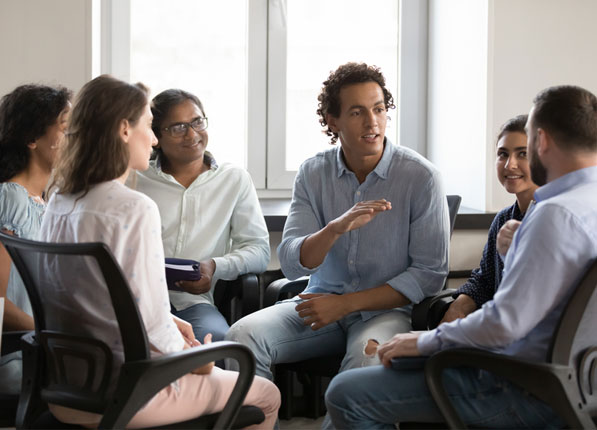 Men and women in a support group