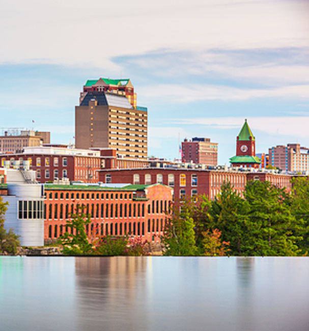 Manchester New Hampshire River Skyline