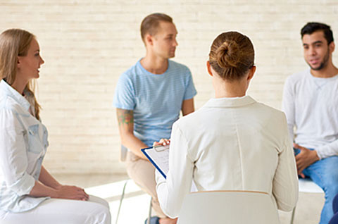 Support Group Meeting with two young men and two young women